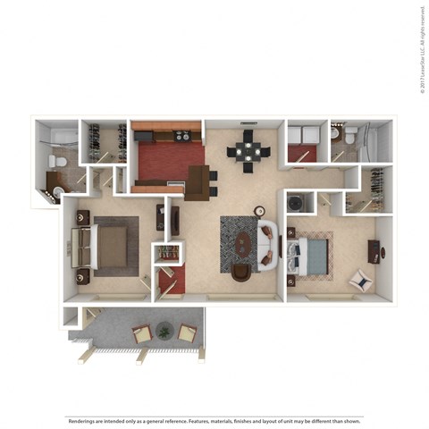 Floor plan for 2 beds, 2 baths, 1180 sqft